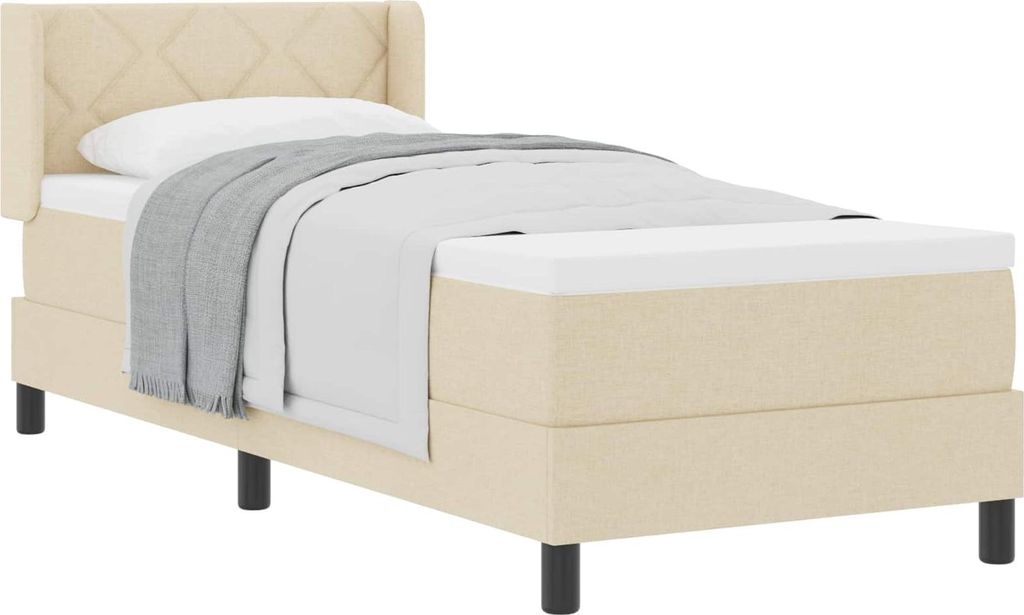vidaXL Boxspringbett mit Matratze mit Matratze Creme 80 x 200 cm