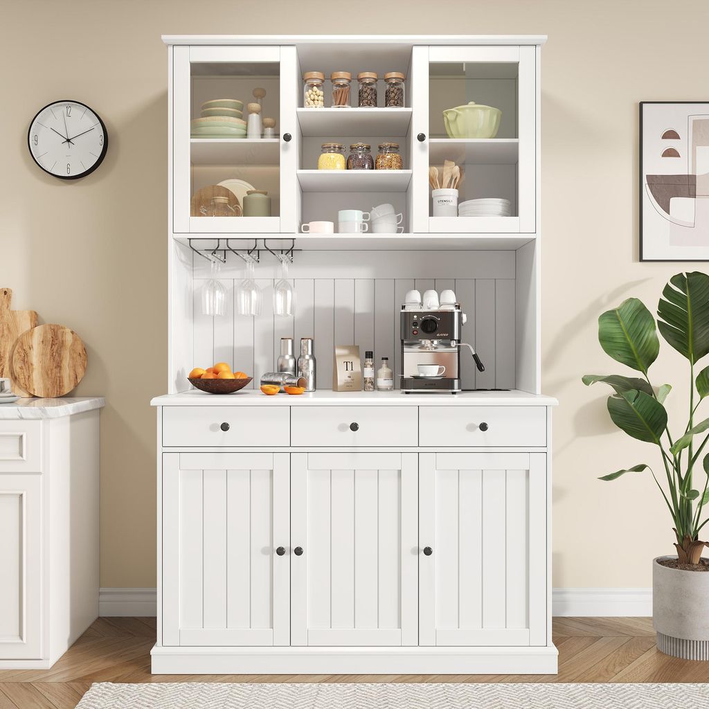Merax Buffetschrank Hochschrank mit Glastüren und Produktbild 