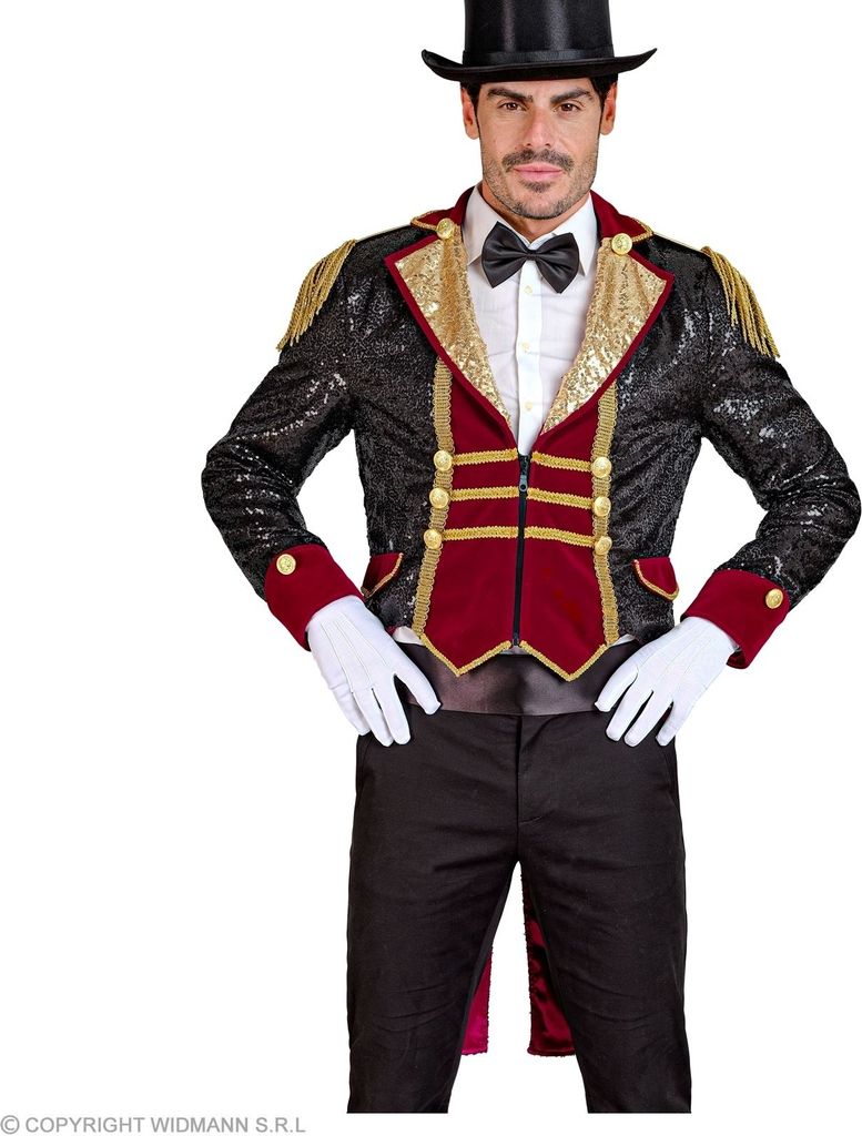 Circusdirecteur/Dierentemmer Slipjas Pailletten Herren Schwarz XXL