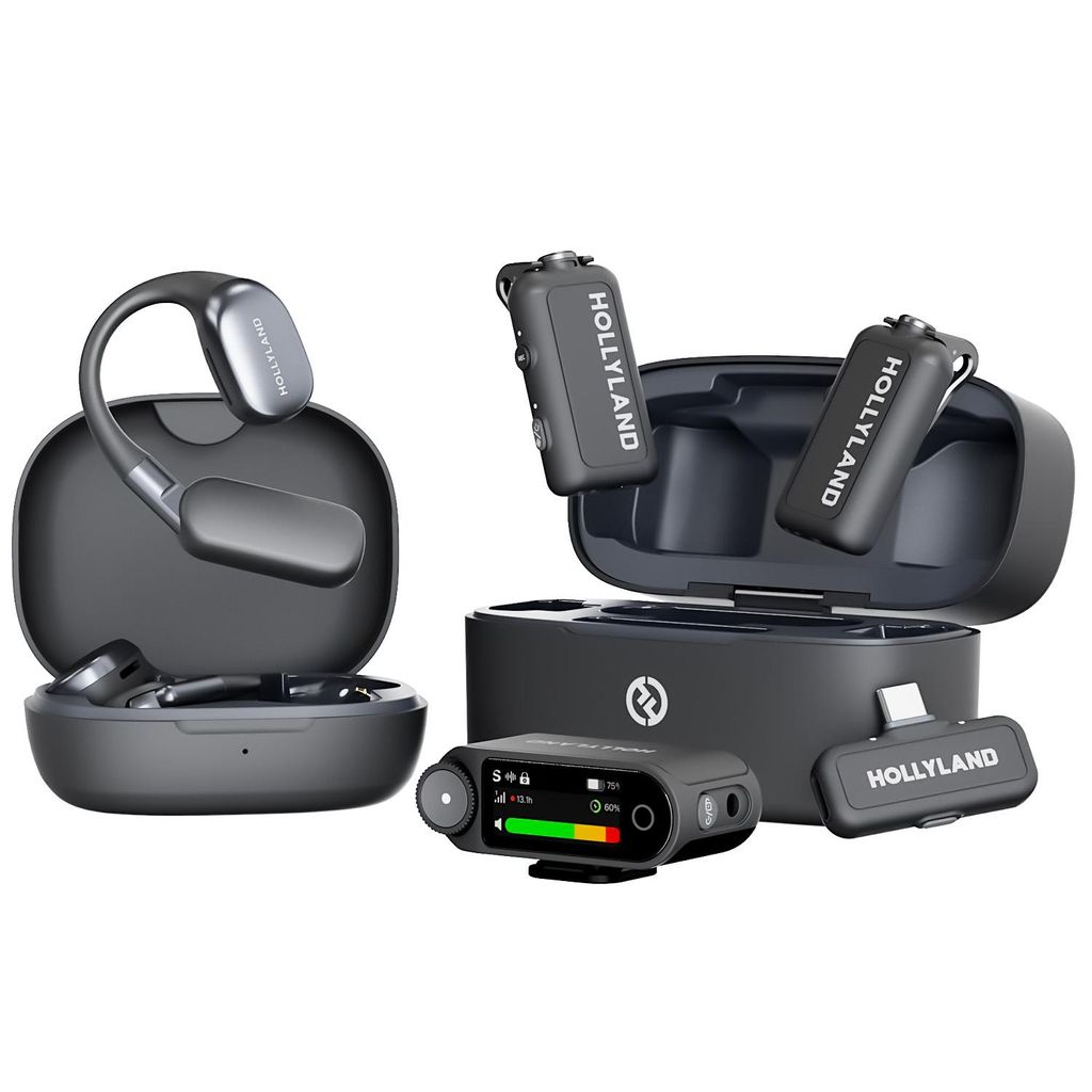Hollyland Lark MAX 2 Ultimate Combo Drahtloses Mikrofon für iPhone/Kamera/Android, KI-Geräuschunterdrückung, Monitoring, 32-Bit Vollketten-Audio