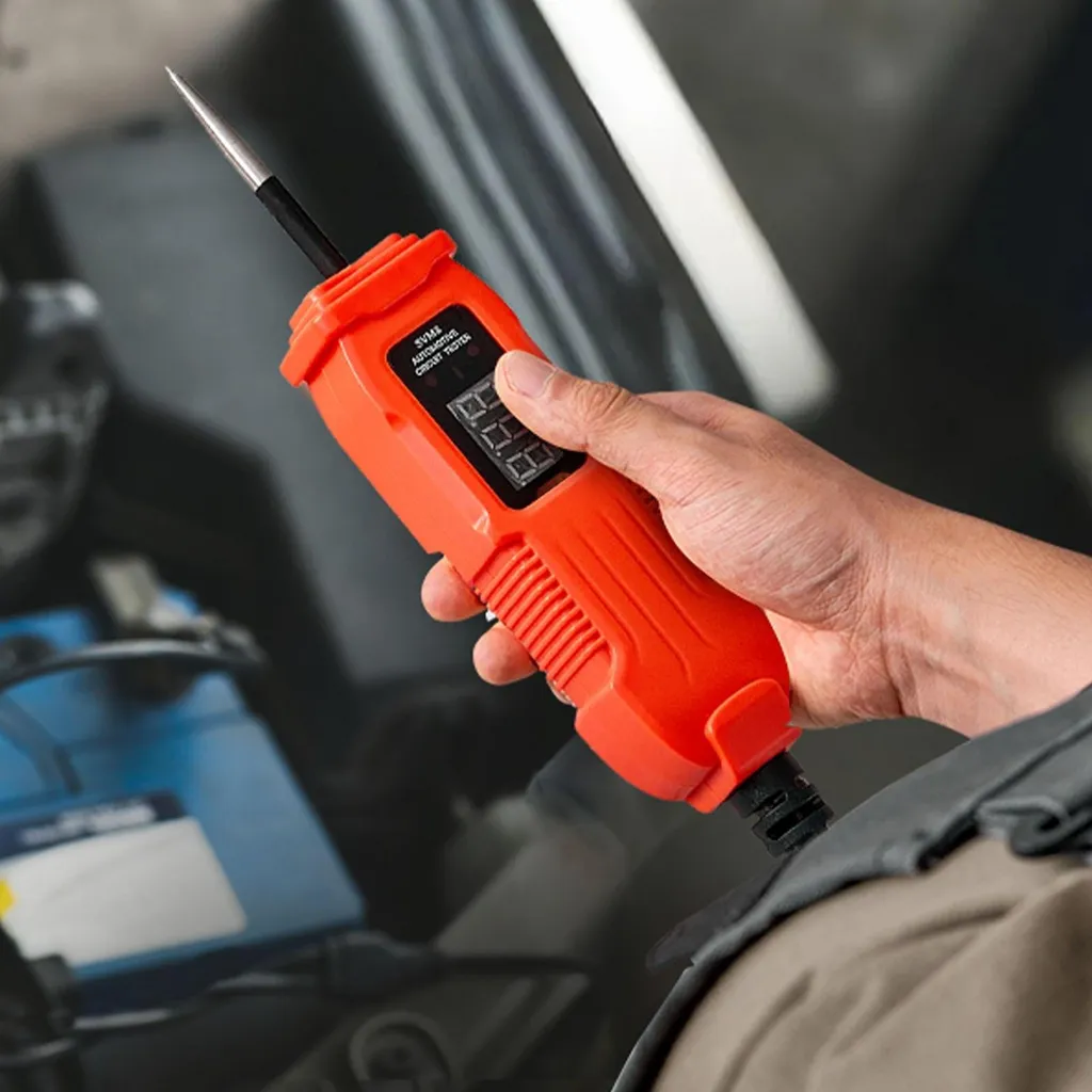 Testeur de tension auto avec écran LED rétroéclairé et boîtier ABS - 8