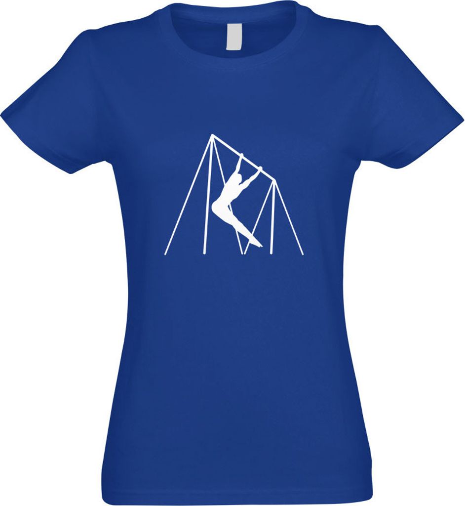 Kiwistar - T-Shirt tailliert - Damen - royal - Reck Turnen Sportler Figur - mit Motiv Bedruckt - Funshirt Design - Sport - Freizeit - Damen - S