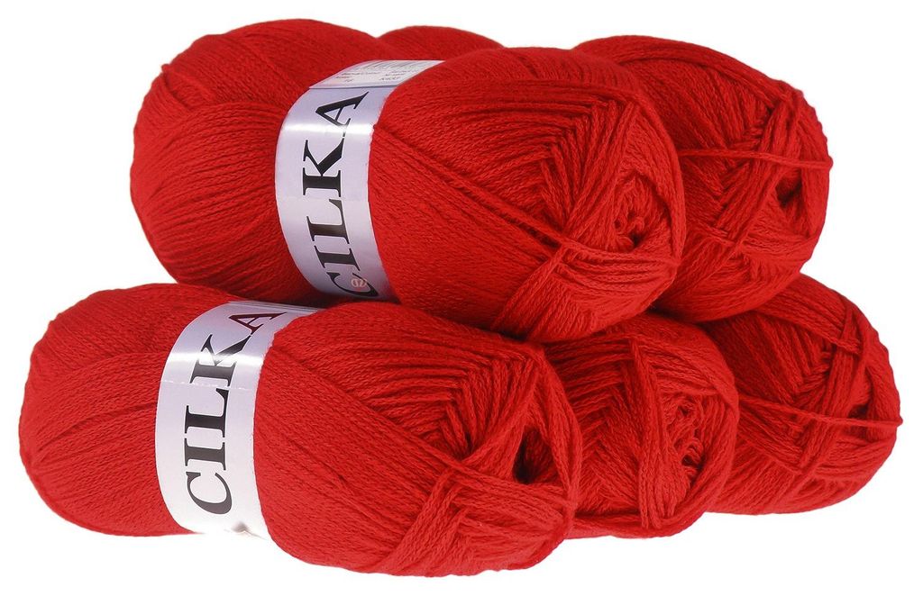 500g Strickgarn CILKA by VLNIKA Klassikgarn Strickwolle mit Schimmereffekt, ziegelrot