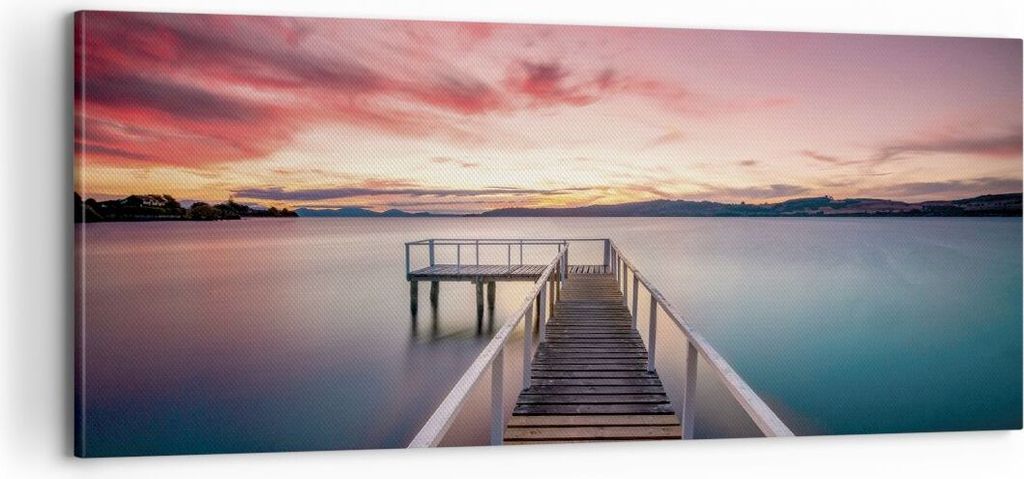 Bild auf Leinwand - Leinwandbild - Einteilig - Brücke Rosa Himmel - 100x40cm - Wand Bild - Wanddeko - Wandbilder - Leinwanddruck - Bilder - Wandde...