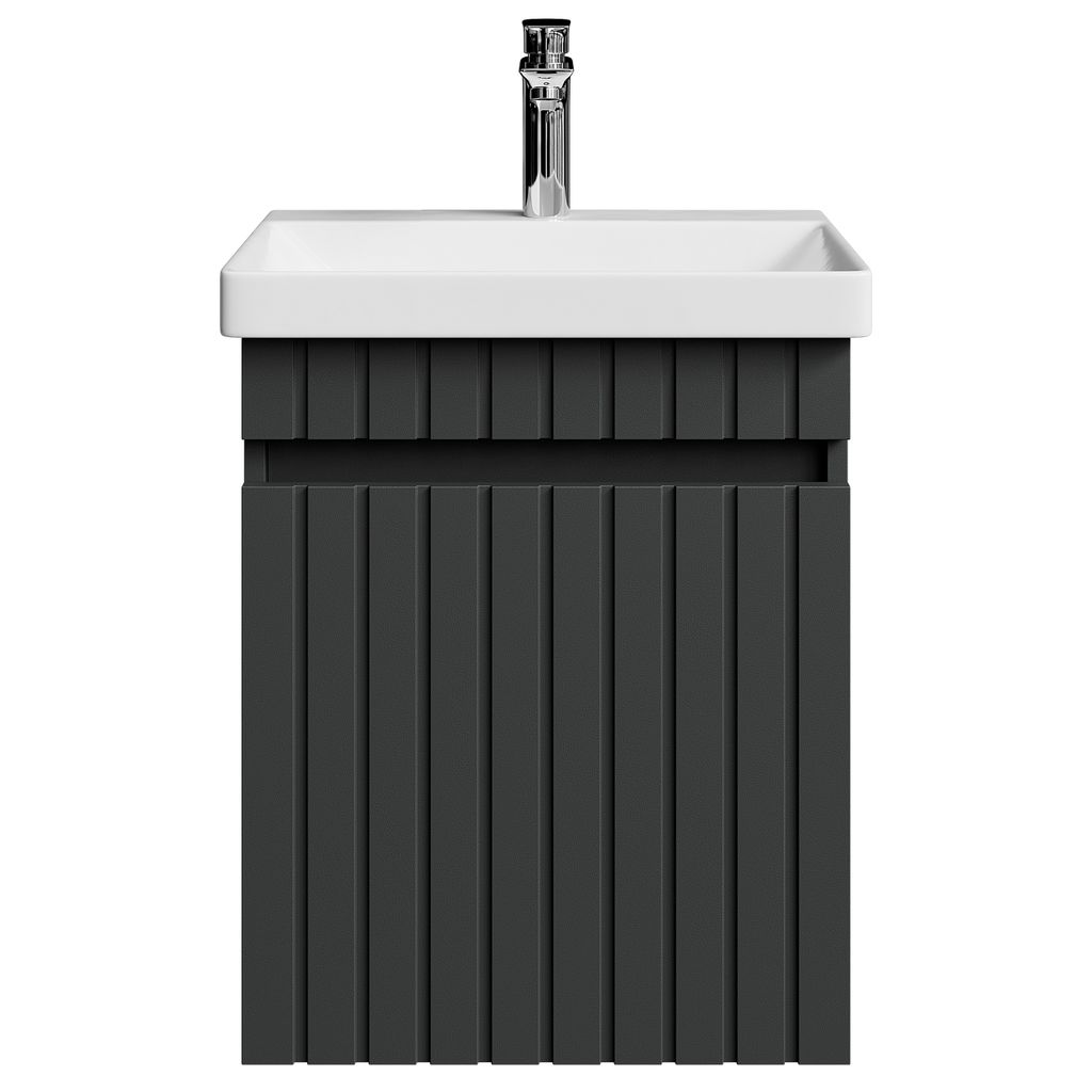 Planetmöbel Cosmia Badmöbel-Set Waschbecken mit Unterschrank 50 cm Armatur Chrom / Anthrazit