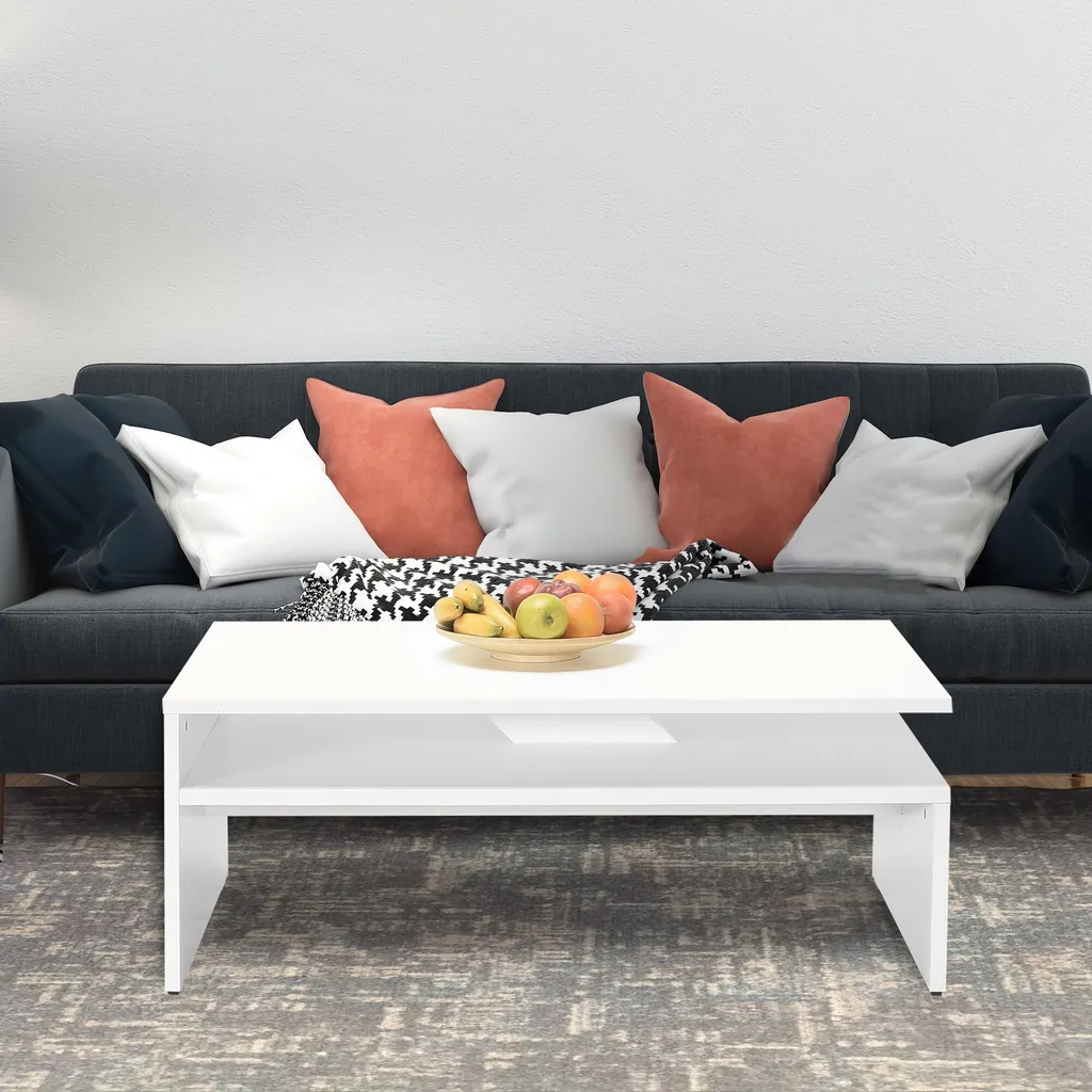 Table basse Skye Decor Shp-645-Dd-1 Blanc Diamant en Mélamine d'Espagne