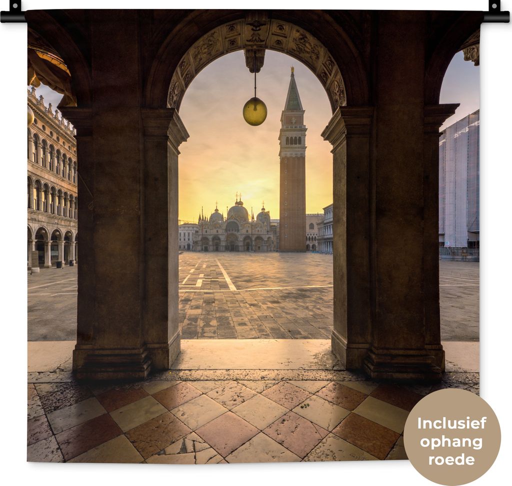MuchoWow Wandteppich Wandbehang Italien - Platz - San Marco 60x60 cm Tapisserie Dekoration Wandtuch - Dekorationen - Wand Decke