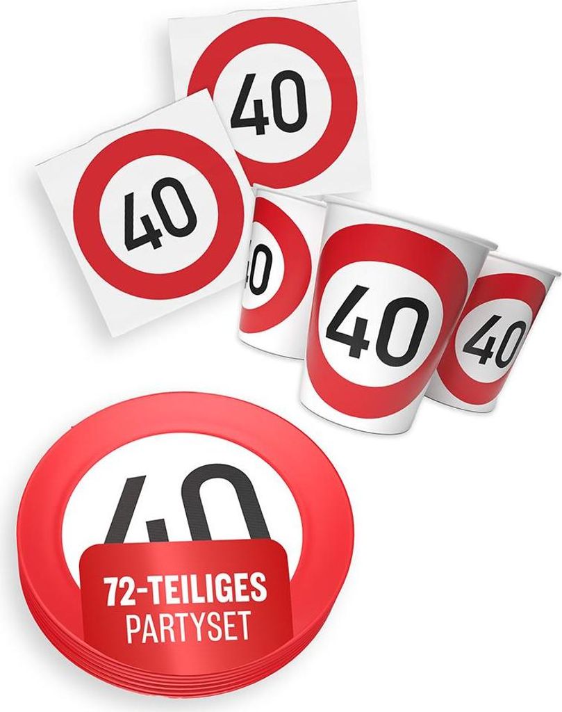 Happy Birthday 40 3-teiliges Party-Set mit 16 Papptellern, 16 Pappbechern und 40 Servietten