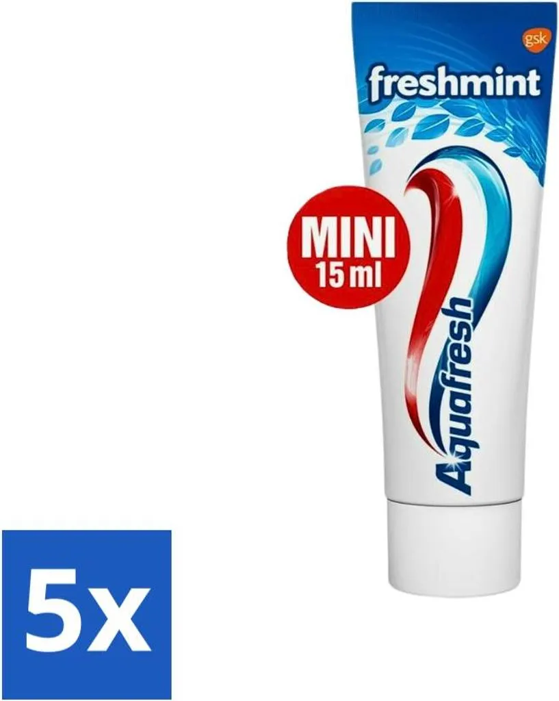 Dentifricio Aquafresh Mini 15 ml 5 Pezzi - Freshmint 3in1 Pocket Size