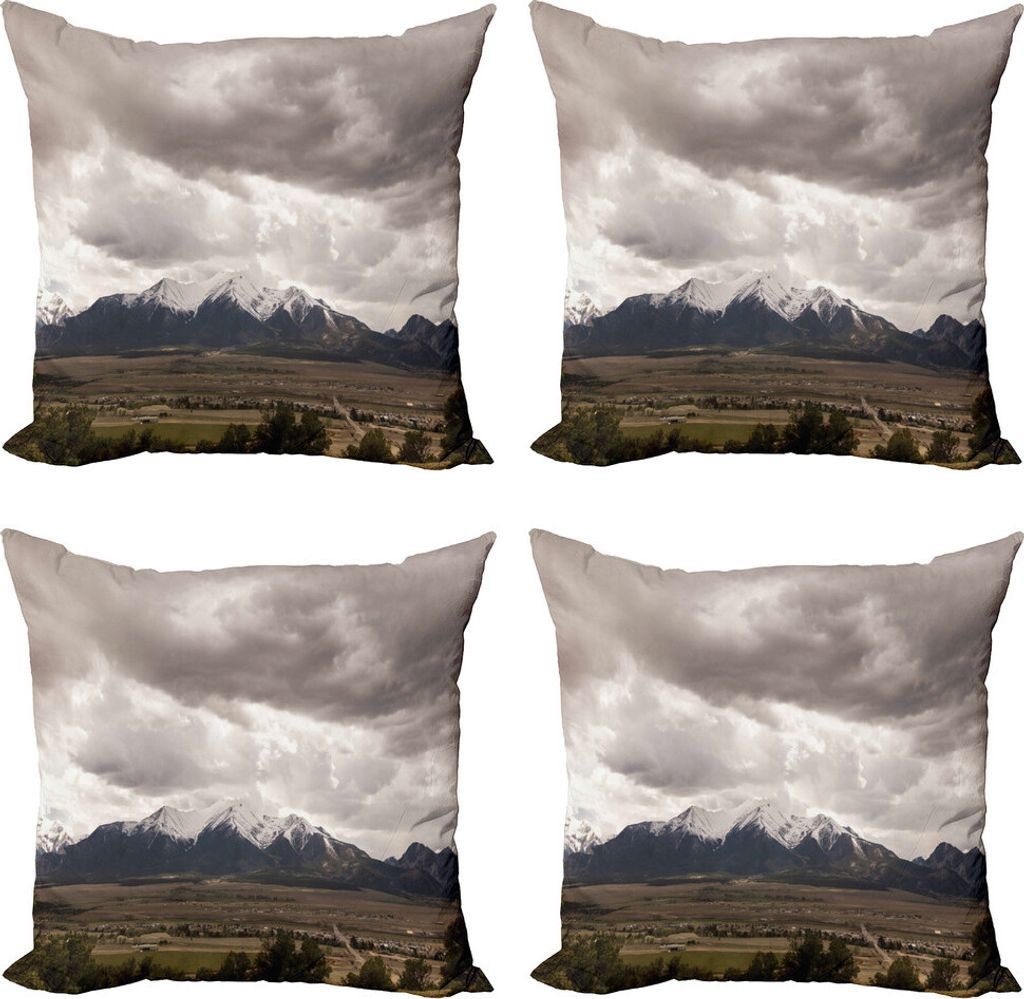 ABAKUHAUS Kansas Kissenbezug Set (4 Stück), Berge Colorado Gloomy, Moderner Doppelseitiger Digitaldruck, 50 cm x 50 cm, Mehrfarbig