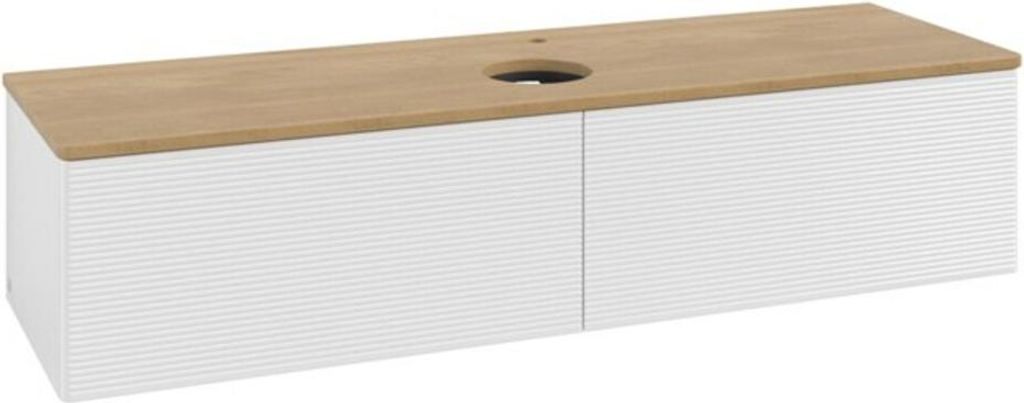 V&B Waschtischunterschrank mit Frontstruktur -Beleuchtung Antao 160x50cm, HL, WBP hon. Oa, glo wh. Lac