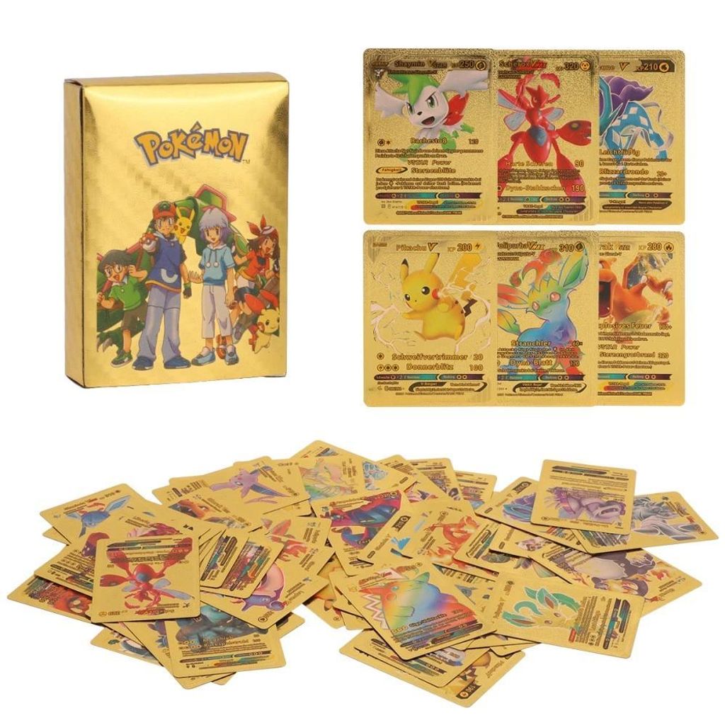55 Stück Deutsch Karte Gold Pokémon Sammelkarten Produktbild 