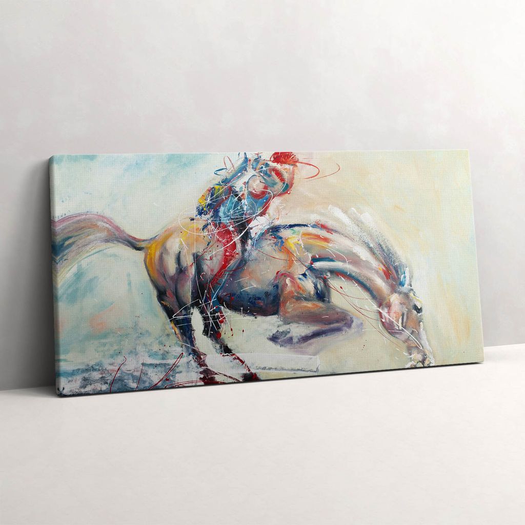 Galoppierende Pferde Illustration – Leinwandbild Wandbild – 120x60 cm – Leinwandbilder – Wandbilder – Schlafzimmer – Flur