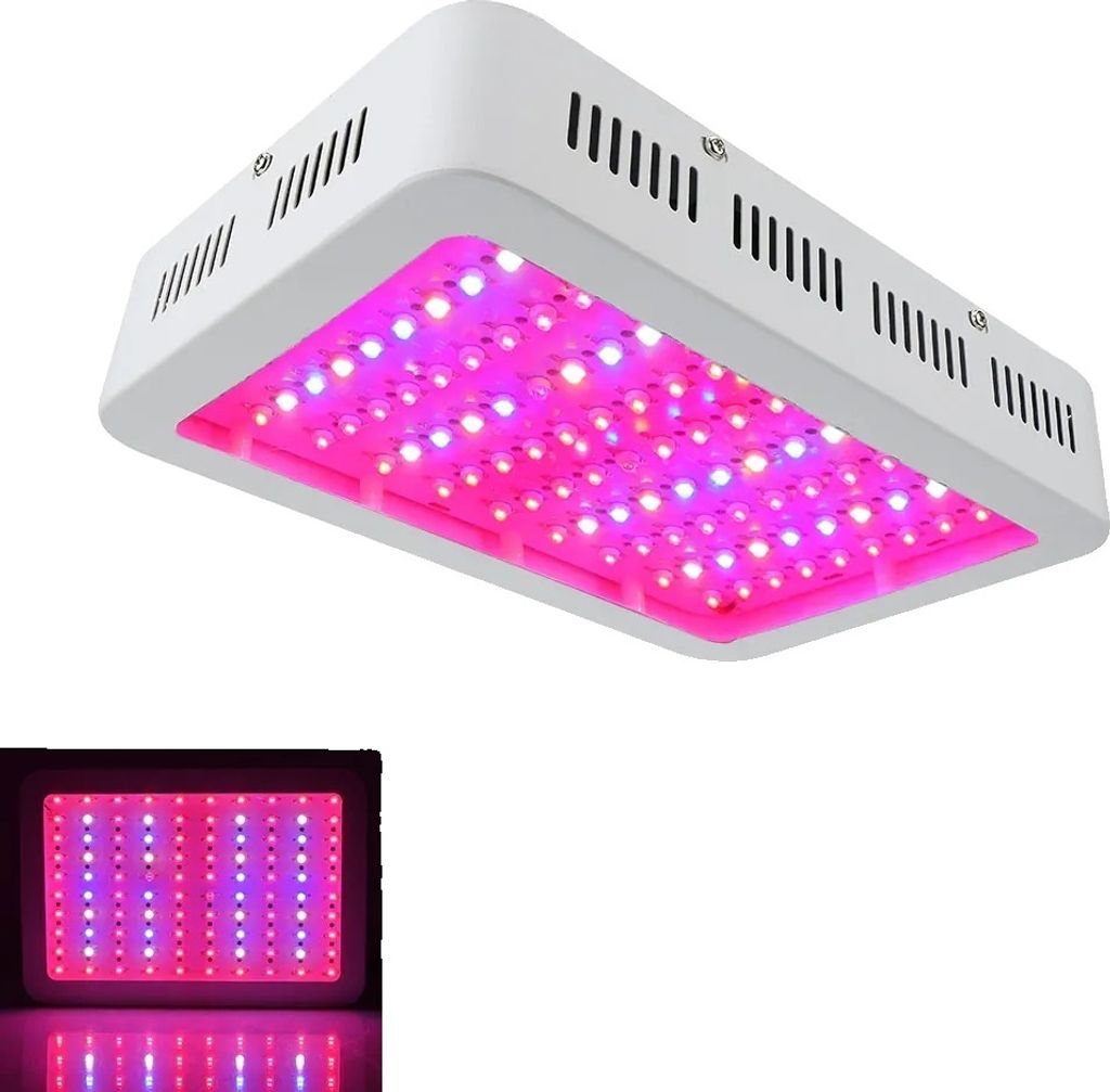 LED Pflanzenlicht, 1000W Leistung, Vollspektrum, AC 85-265V Spannung, Abmessungen 31cm x 21,5cm x 5,6cm, Geeignet für Hydrokultur