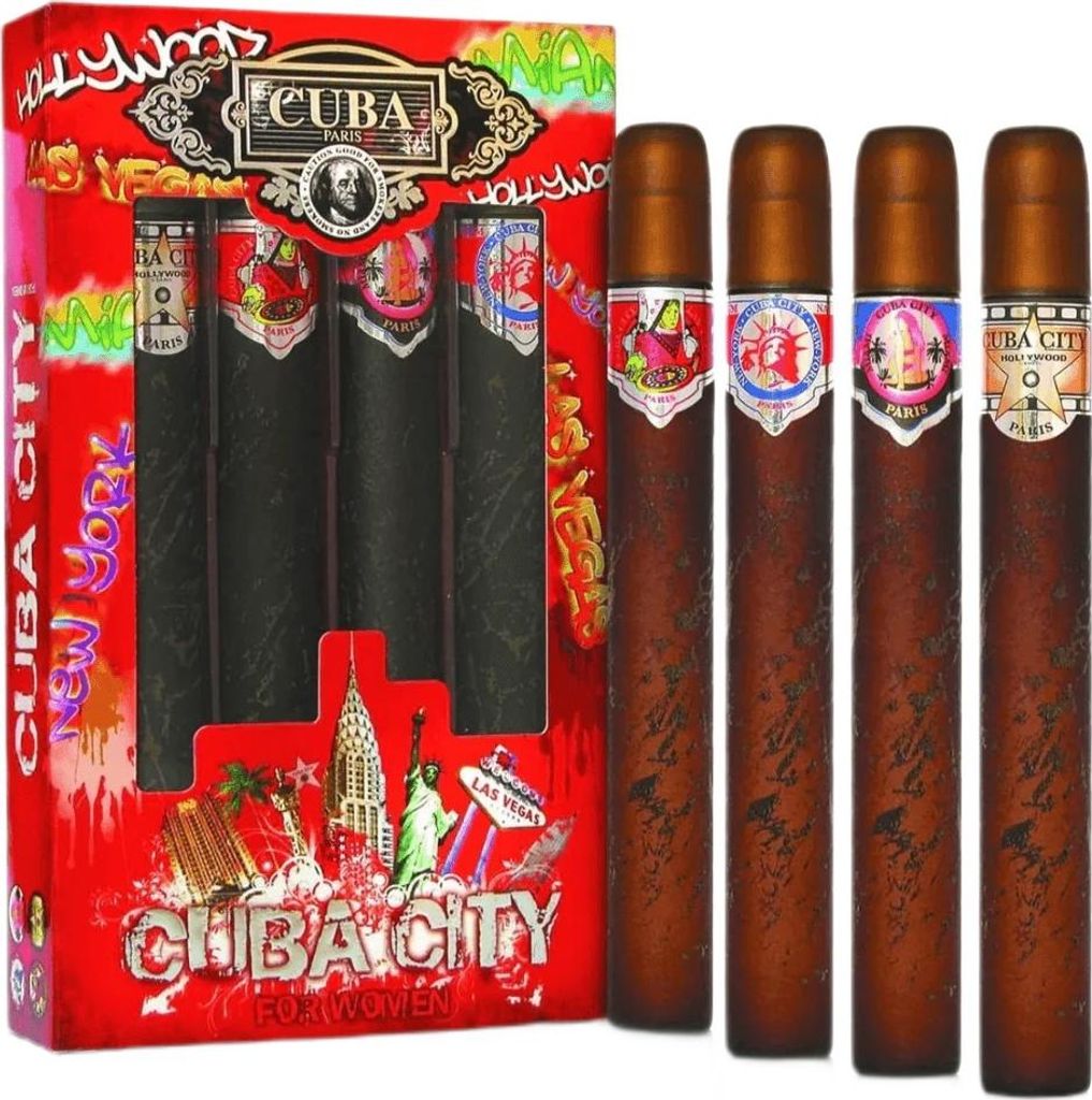Cuba Original Cuba City For Women Set Hollywood Eau de Parfum 35 ml + Las Vegas Eau de Parfum 35 ml + New York Eau de Parfum 35 ml + Miami Eau de P...