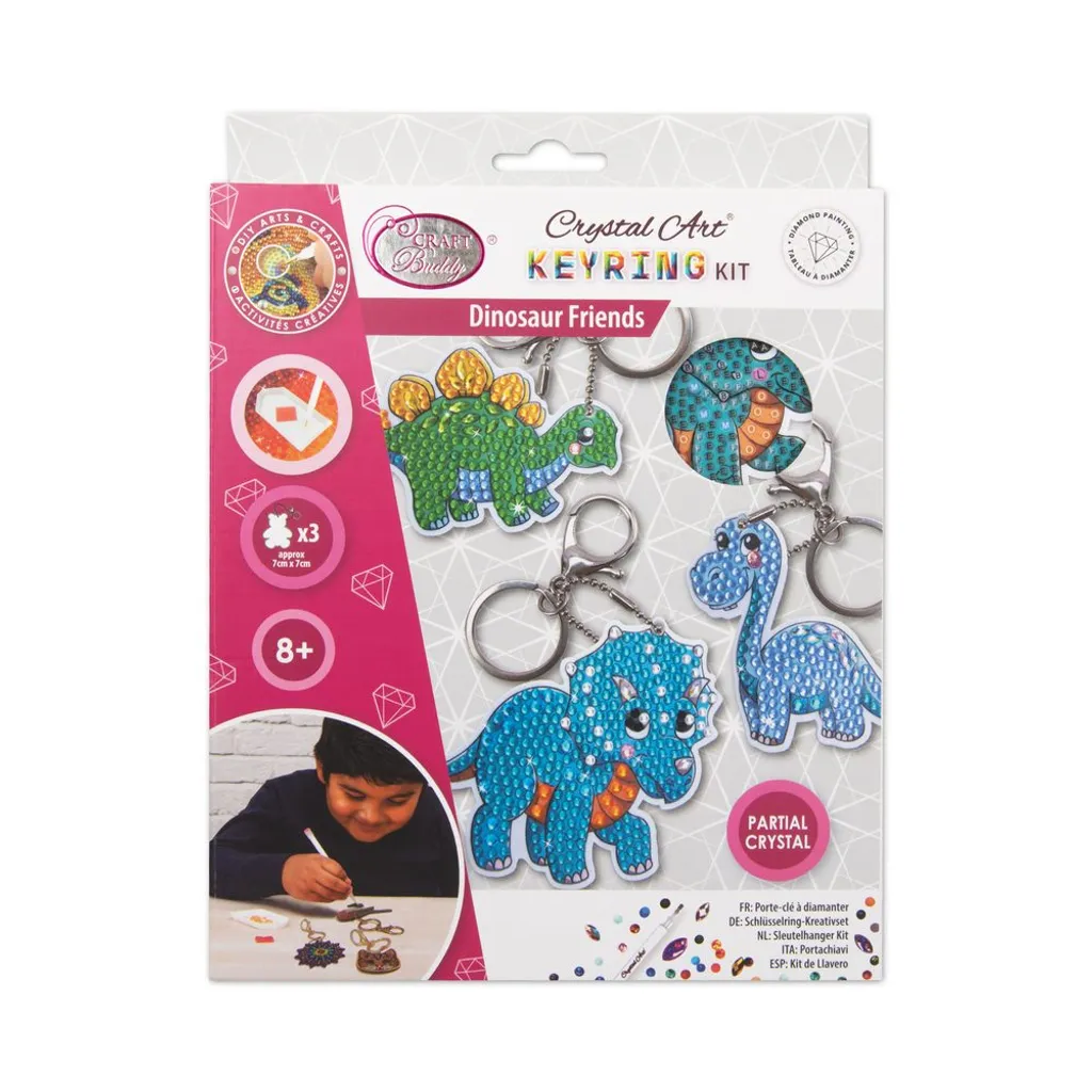 Personalizza il tuo Zaino! Kit Portachiavi Crystal Art Dinosauri 5D