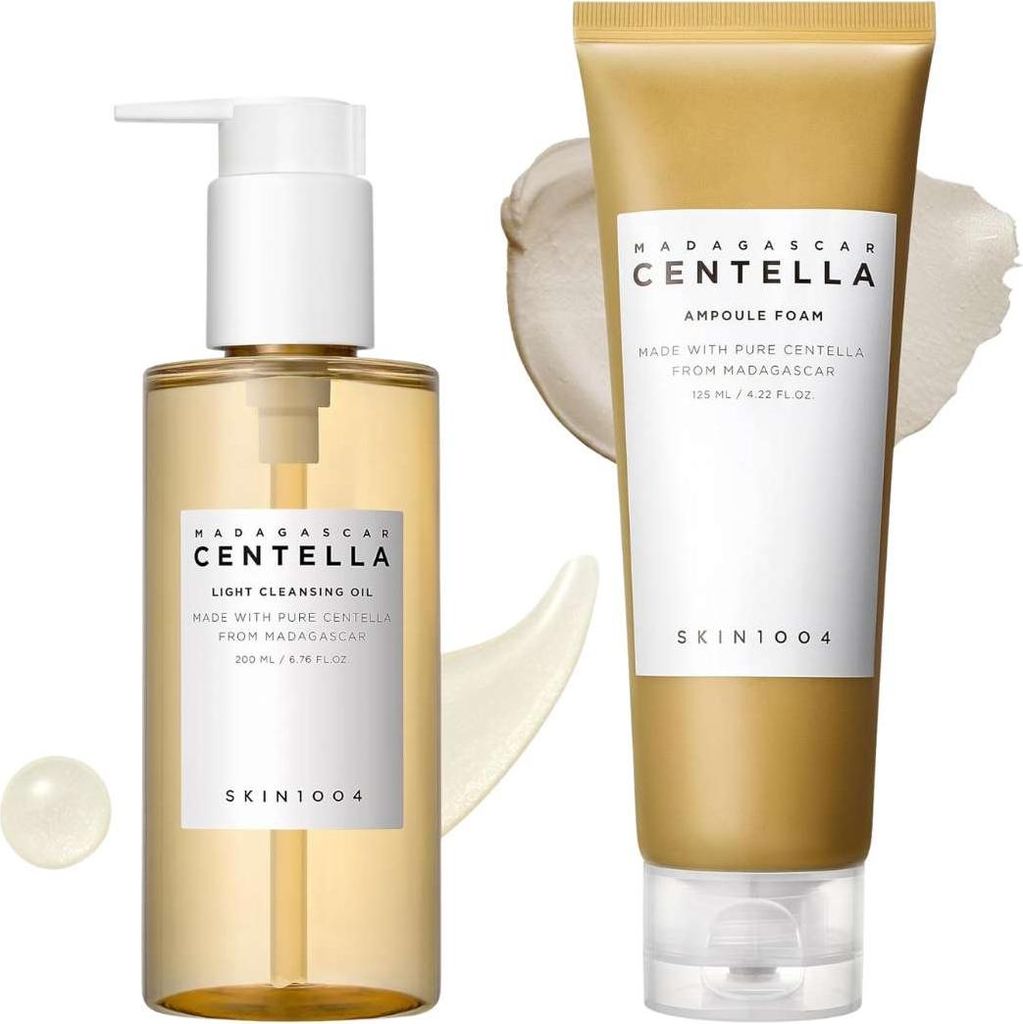 SKIN1004 Madagascar Centella Double Cleansing Duo Set (200 ml Light Cleansing Oil & 125 ml Ampoule Foam) sanfte, effektive Reinigung fr empfindlich...