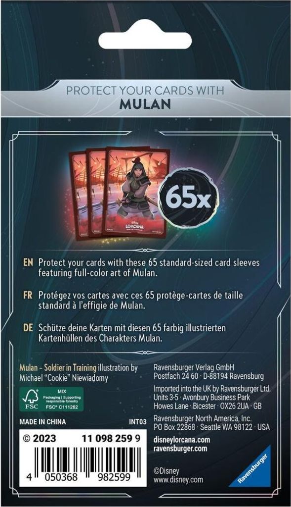 Ravensburger Disney Lorcana TCG kaarthouders, Mulan (65) Productafbeelding 