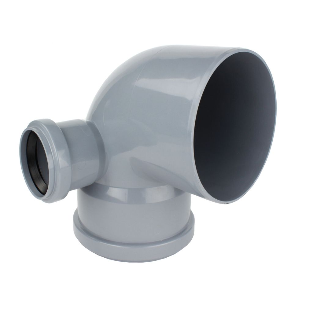 HT 90° Bogen DN 110 Einfach Doppel Abzweig DN 50 Abflussrohr Kanalrohr grau links