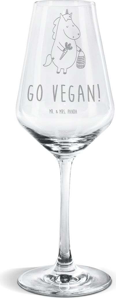 Mr. & Mrs. Panda Weinglas Einhorn Vegan - Transparent - Geschenk, Weißweinkelch, Rohkost, Veganismus, Weißwein Glas, wein, Veganer, Gesund Leben,...