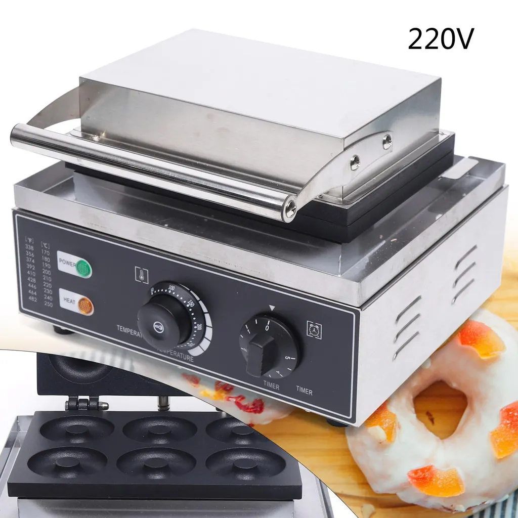 Machine à beignets noire double face avec thermostat réglable - 1200W - 2