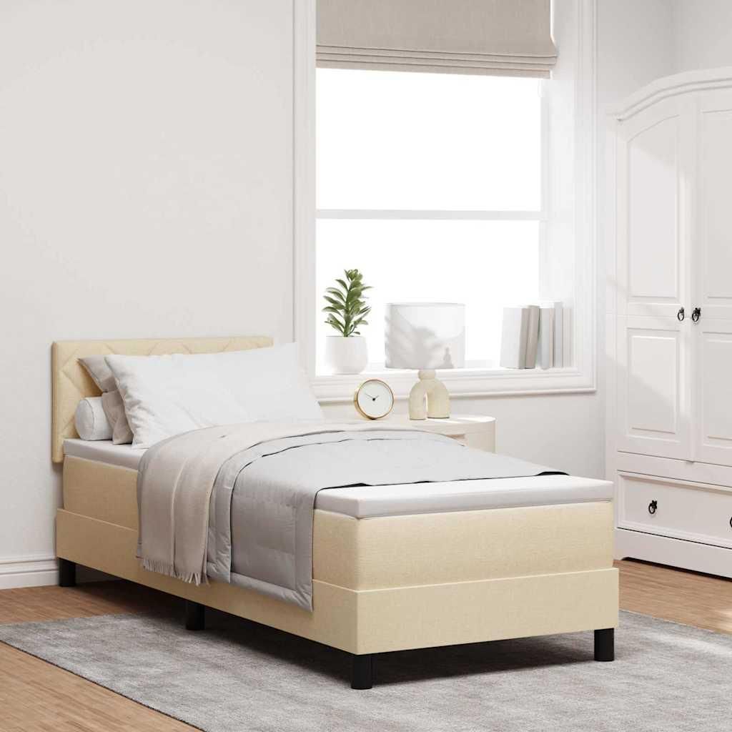 Best Möbel Boxspringbett mit Matratze mit Kopfteil Creme 80 x 200 cm Stoff DE18273