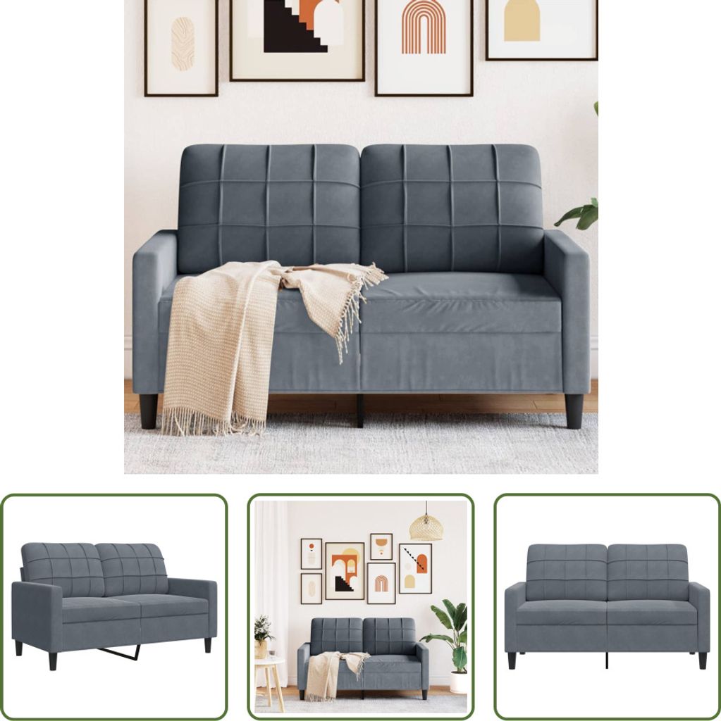 The Living Store 2-Sitzer-Sofa Dunkelgrau 120 cm Samt