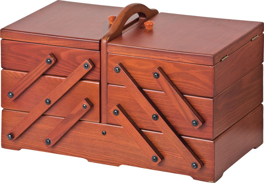 VBS Nähkasten Classic Holz Aufbewahrungskiste 42x20x27 cm Nähzubehör Box