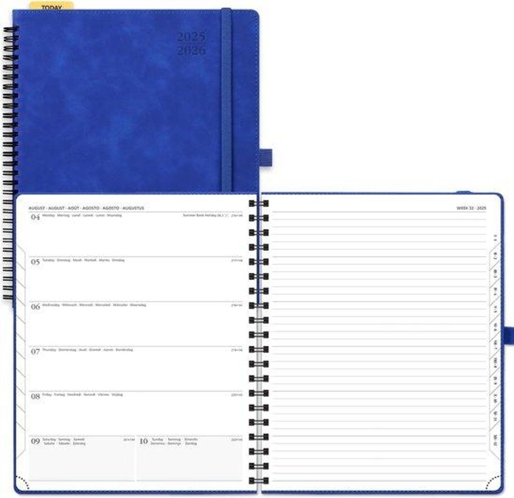 Famanu Agenda 2025–2026 mit Monatsregister 26,5 x 21,5 cm in Saphirblau