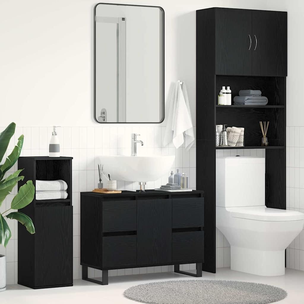 Maison Exclusive - Badezimmerschrank mit Tür Schwarz Eichen-Optik 80 x 33 x 60 cm