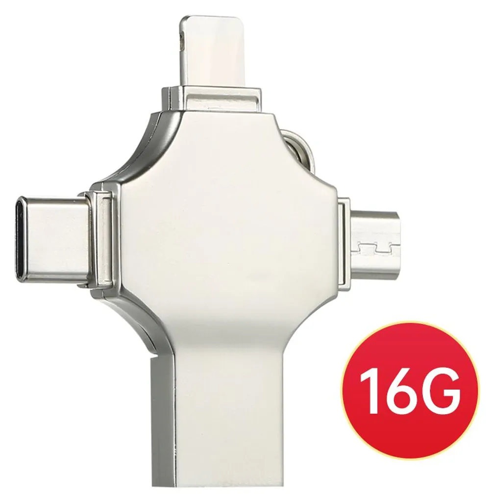 Offerta Chiavetta 4-in-1 16GB: USB Metallo Universale iOS Type-C Micro