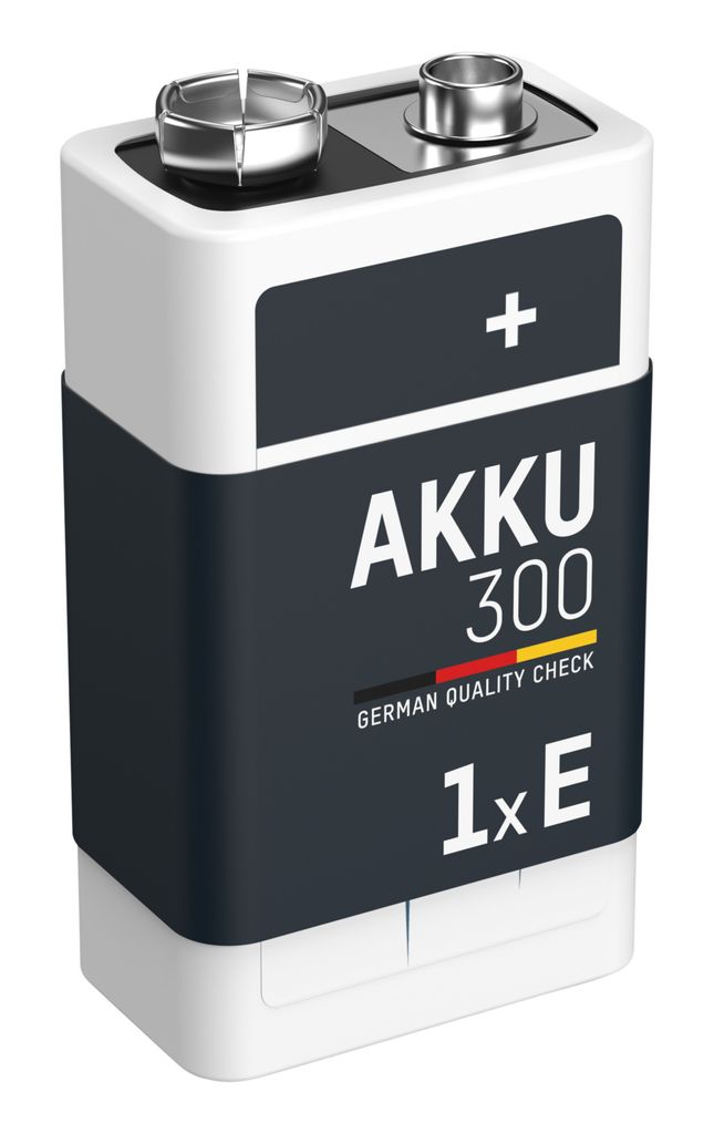 ANSMANN Akku 9V 300mAh E-Block NiMH 1,2V – 1000x wiederaufladbar (1 Stück)