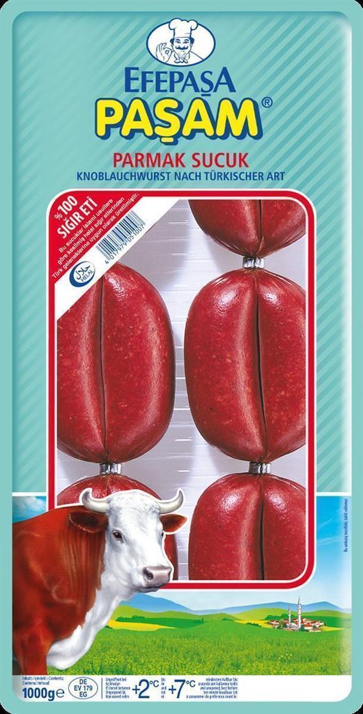 Knoblauchwurst Efepasa | Pasam Parmak Sucuk | Halal, türkische Art | 1000g