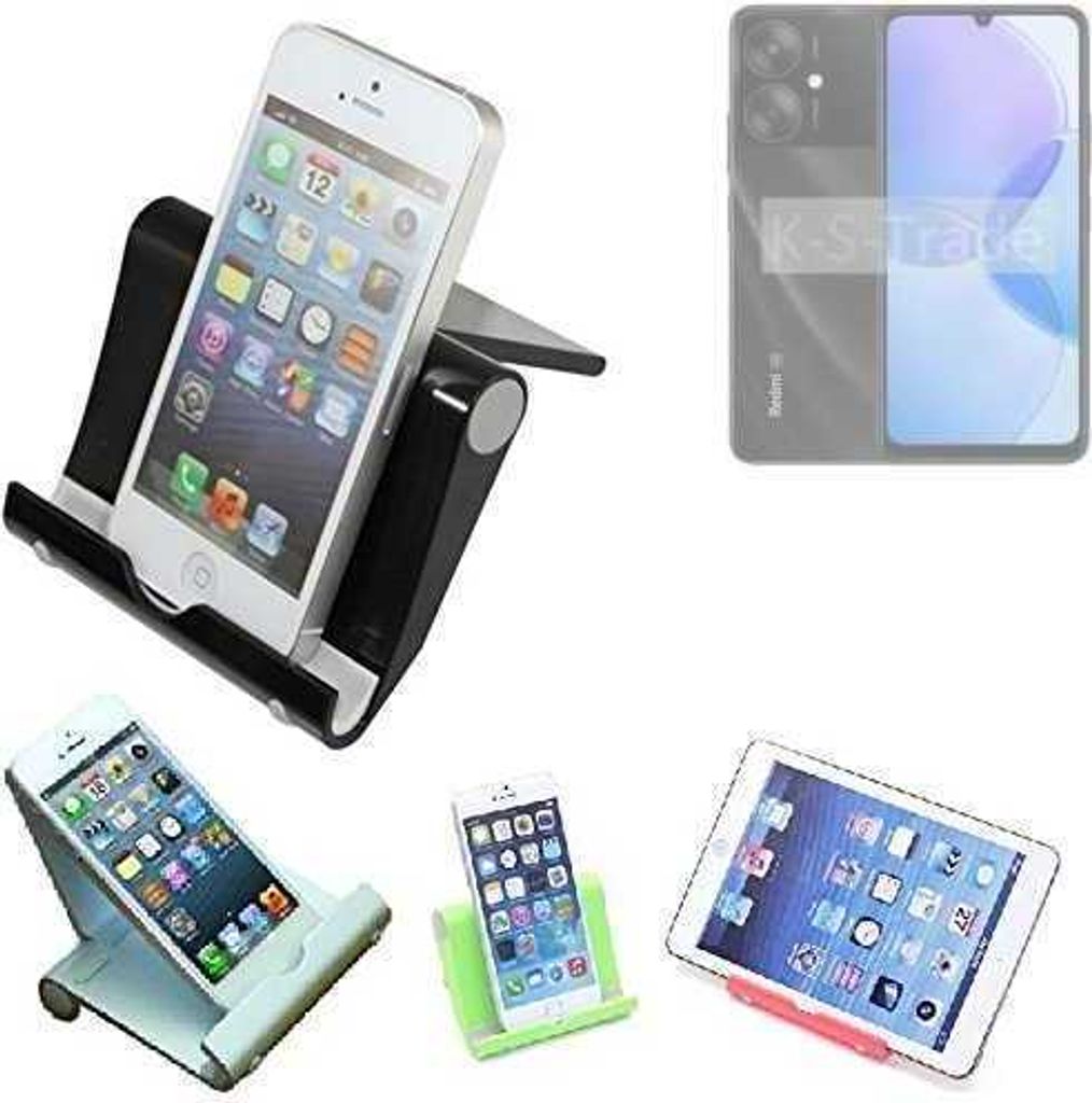 K-S-Trade Handy-Ständer kompatibel mit Xiaomi Redmi 13R 5G faltbarer Tischständer Smartphone Tablet Halterung Reise
