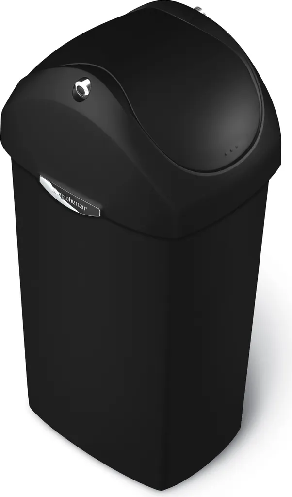 Poubelle à Couvercle Pivotant 40 Litres Simplehuman en Acier Noir Mat