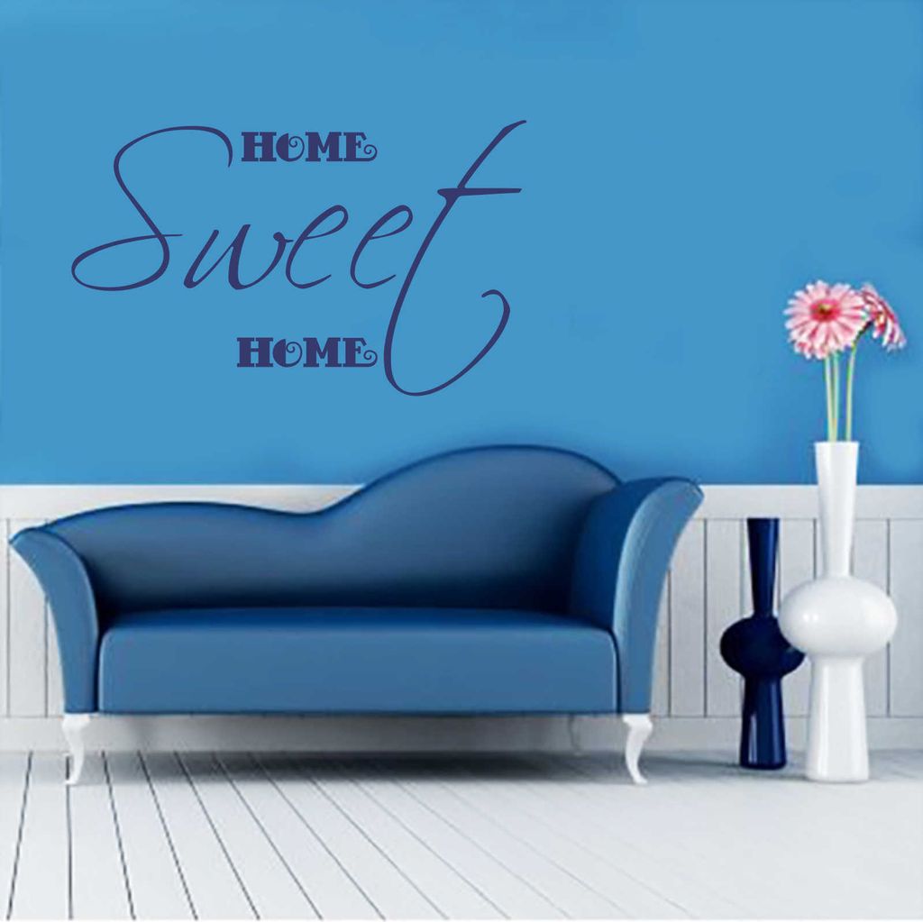 Wandtattoo - Wandaufkleber - Wandtattoo "Home Sweet Home" - 98cm x 58cm königsblau - Dekoration Küche Wohnzimmer Wand