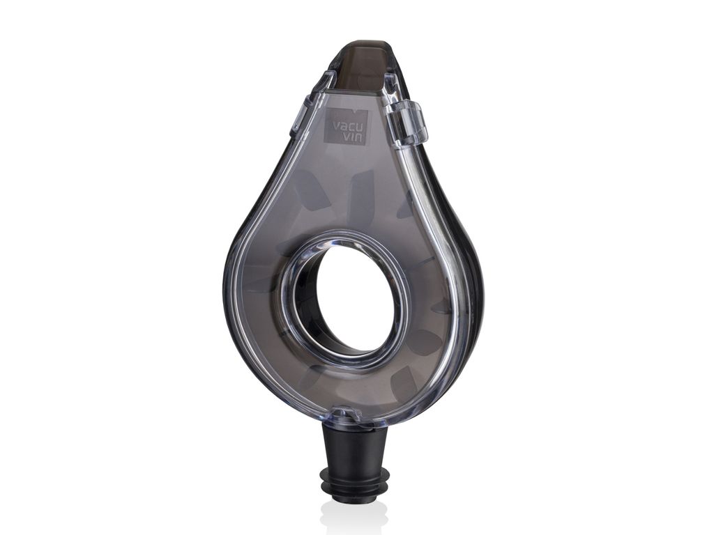 A product shot of a wine aerator on a white background.