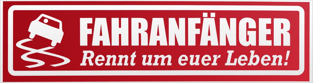 Kiwistar Fahranfänger rennt Leben V2 invertiert Magnetschild Schild magnetisch - 60cm Rot - reflektierend - Magnetfolie für Auto PKW Kfz