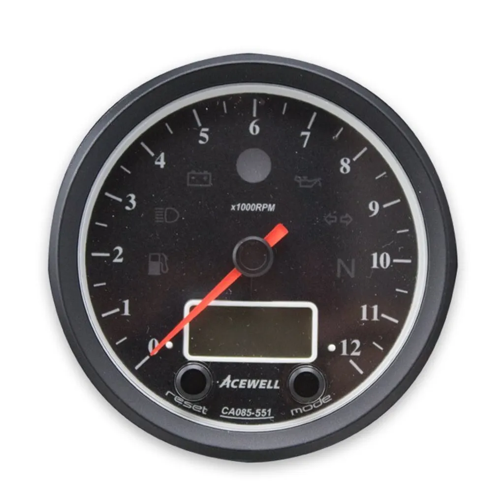 Compte-tours Analogique ACEWELL 12000rpm avec Vitesse Digitale et LED