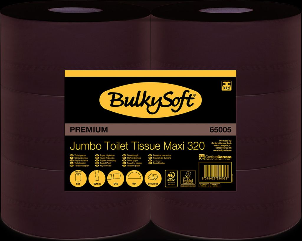 BulkySoft Großrollen maxi - Zellstoff - 2-lagig - 6 Rollen Toilettenpapier