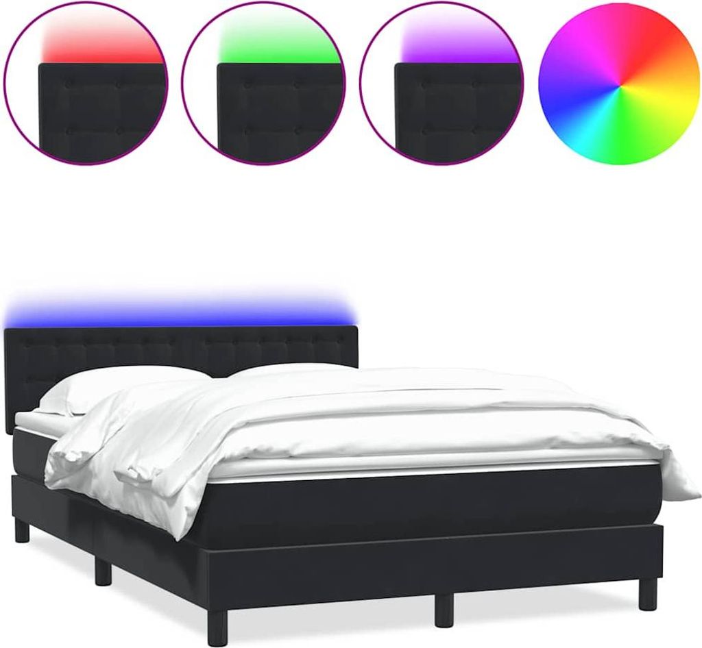 vidaXL Boxspringbett mit Matratze & LED Schwarz 160x210 cm Samt