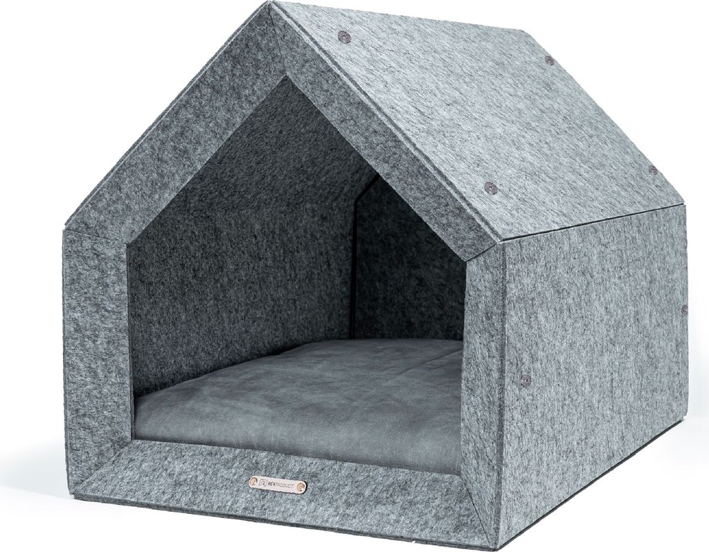 PetHome 2.0 Orthopädische Hundehütte mit Memory-Schaum-Liegefläche und Dach – Biss- und Kratzfest, Gute Schalldämmung, Größe S, hellgrau un...