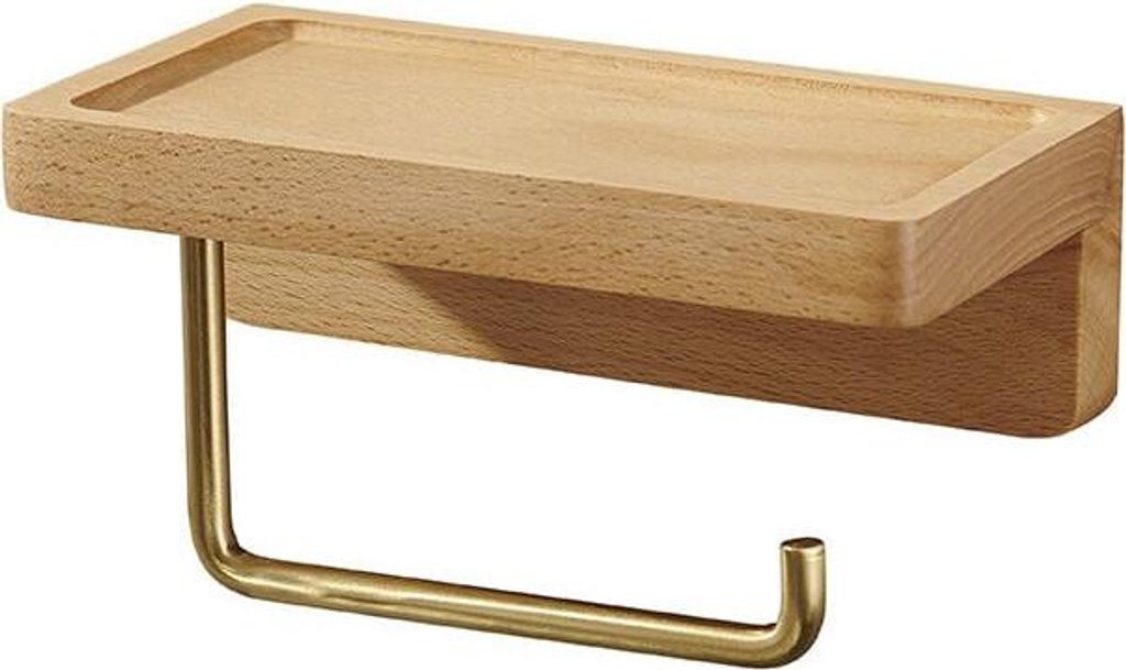 Wand-Toilettenpapierhalter aus Holz – Ästhetischer Wand-Toilettenpapierhalter – Toilettenpapierhalter mit Holzablage für die Badezimmerdekora...