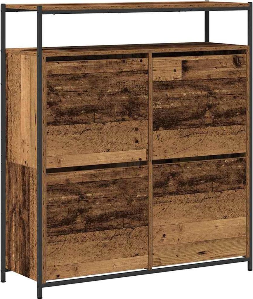 Schuhschrank mit Regal Altholz 100 x 34 x 112 cm Holzwerkstoff