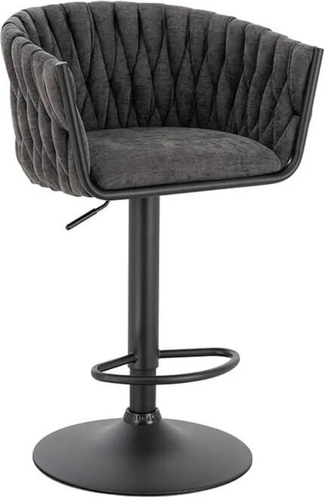 Tabouret de bar moderne en tissu gris anthracite pour îlot de cuisine