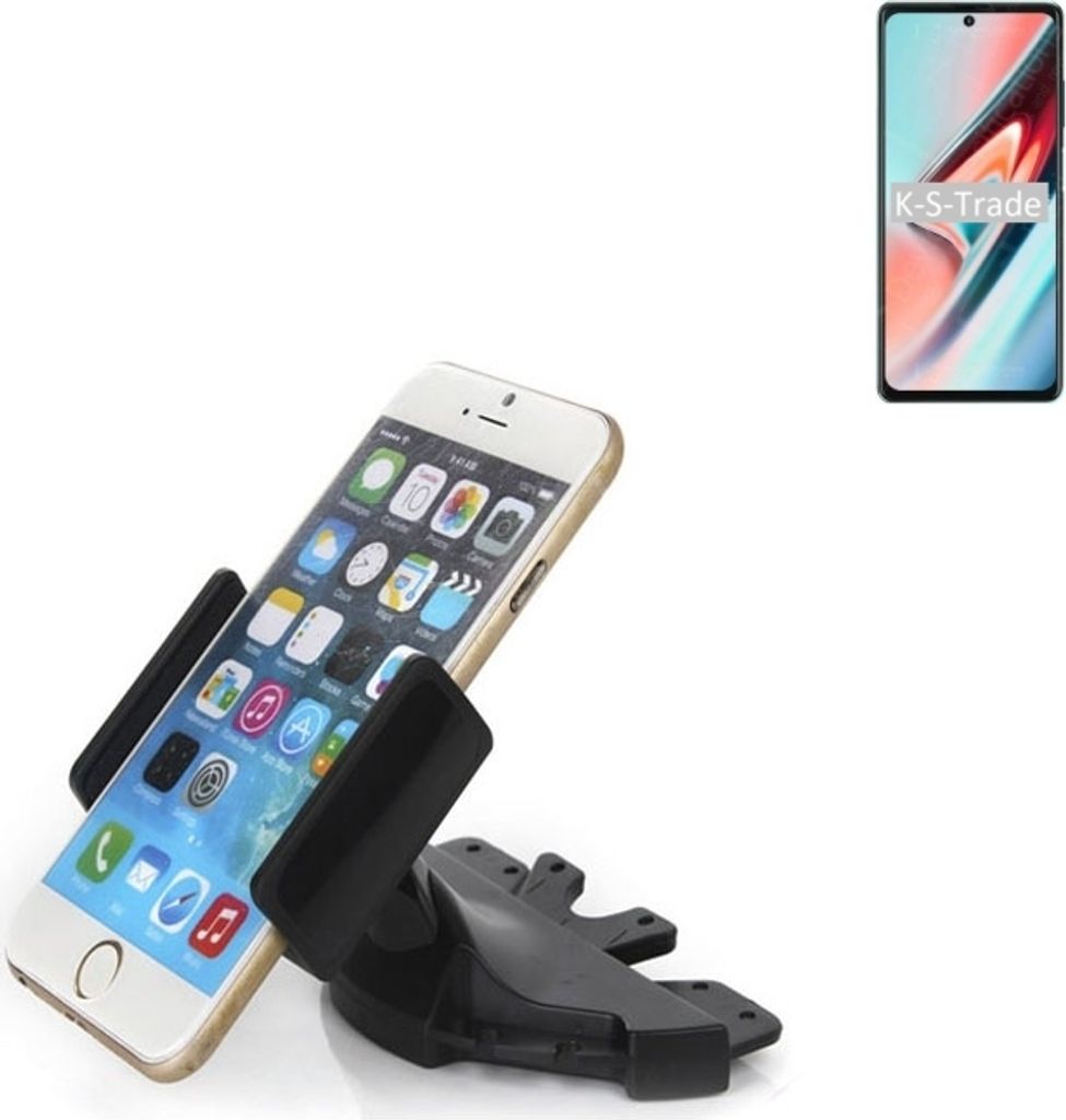 K-S-Trade CD Schlitz Halterung kompatibel mit Blackview A100 Autohalterung KFZ-Halter Radio Handy Halterung 360° drehbar schwarz