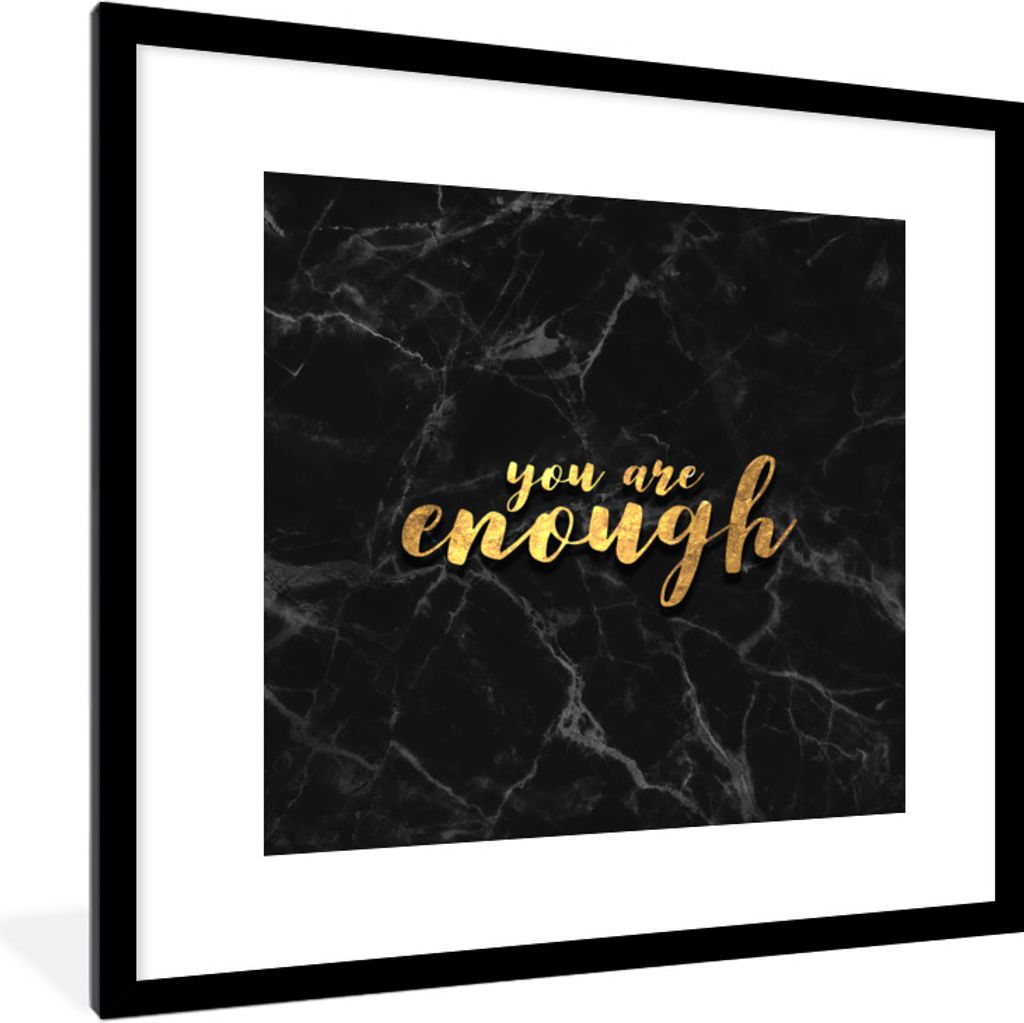 MuchoWow Gerahmtes Poster Zitate - Selbstvertrauen - Gold - Marmor 40x40 cm - Poster mit Schwarzem Bilderrahmen Wandposter Rahmen Foto Bilder - P...