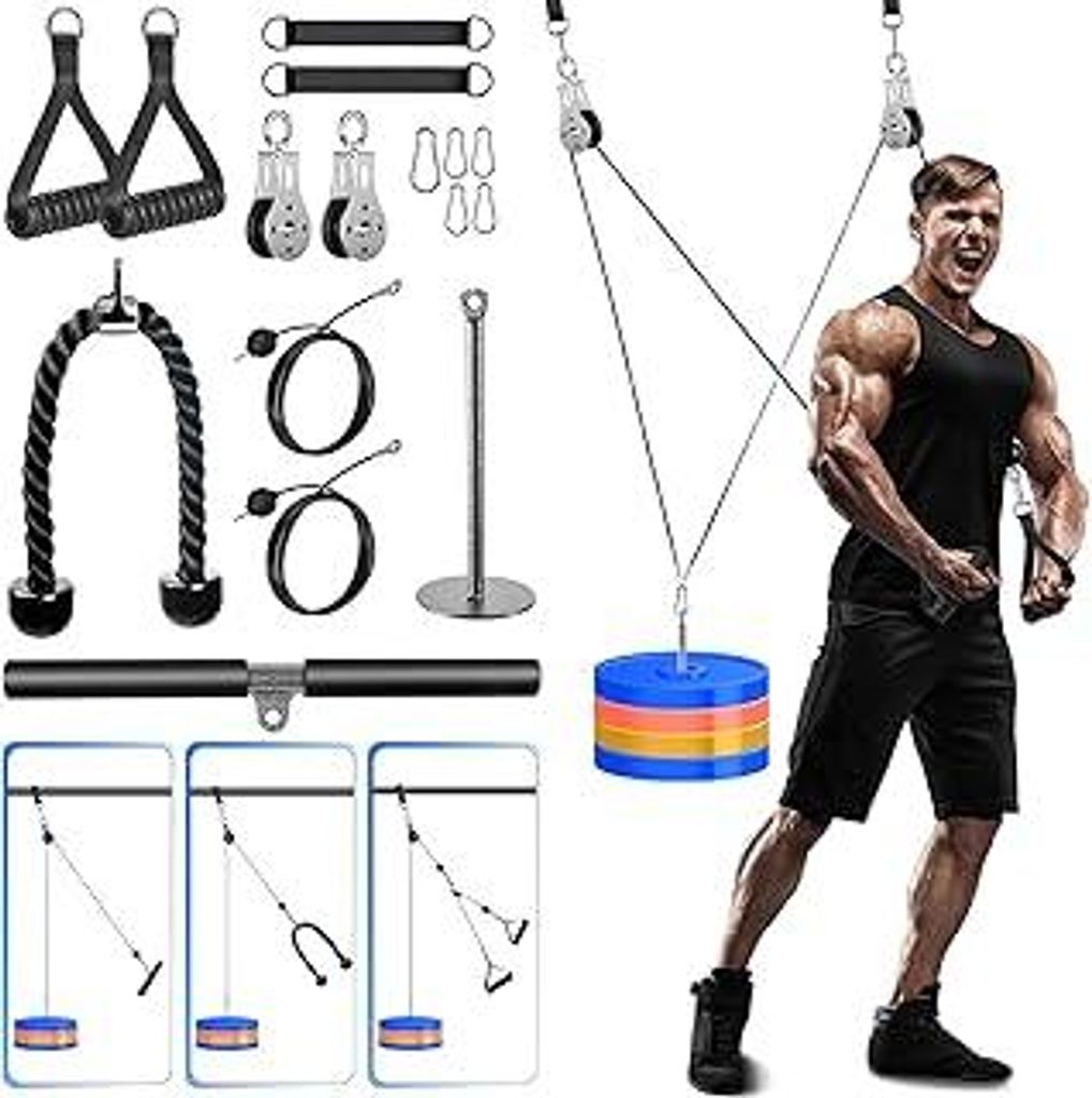 Kabelzug Fitness Latzug Schulter Trizeps Trainingsgerät, Arm Brust Kabelzug Latzug Fitness Geräte Zuhause, Home Gym Pulley System Latzugturm Kabe...