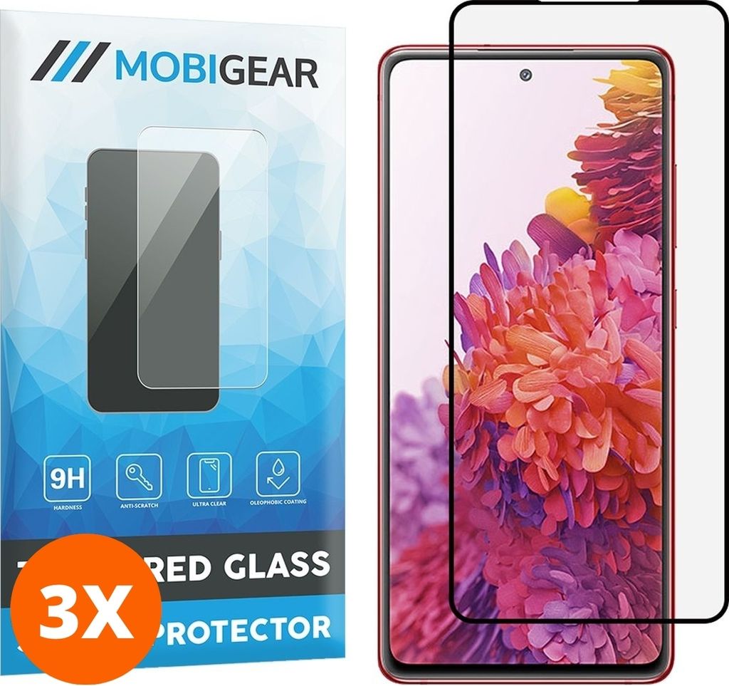 Mobigear Curved 9.98 Samsung Galaxy S20 FE Panzerglas Gehärtetes Glas Displayschutz - Hüllenfreundlich - Schwarz (3er Pack)