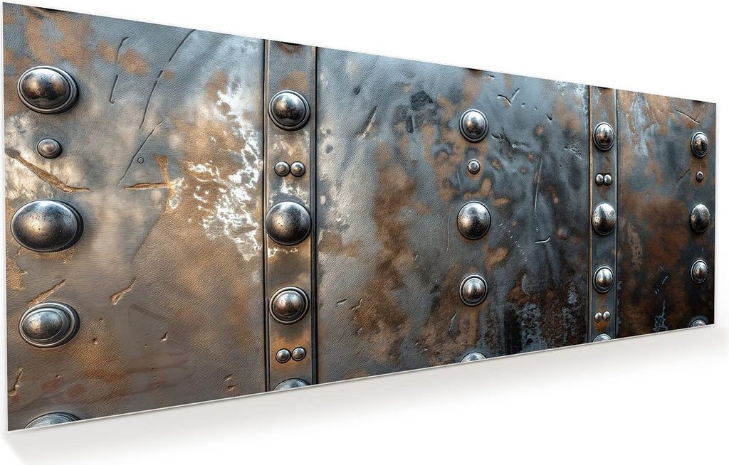 Glasbild 100x40cm in XXL für Wohnzimmer, Schlafzimmer Motiv Metallstruktur